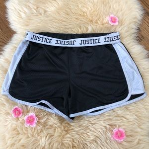 Justice black and white athletic shorts.